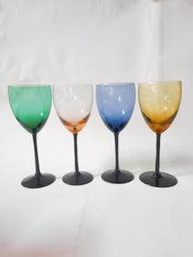 (4) Colored Wine Glasses
