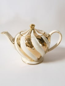 Vintage Sadler England Gilt Porcelain Striped Teap