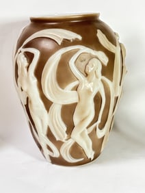 Vintage Phoenix Glass Brown Dancing Girl Vase
