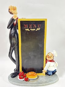 Vintage Italian Chef Holding Menu Board