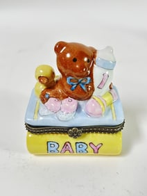 Vintage Baby Bear Porcelain Trinket Box