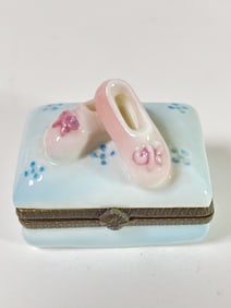 Vintage Pink Shoes Porcelain Trinket Box