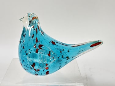 Vintage Murano Italy Blue Art Glass Bird