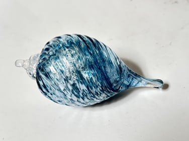 Vintage Caithness Glitter Blue and White Swirl Gla