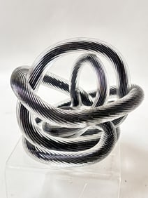 Vintage Murano Italy Black Art Glass Knot