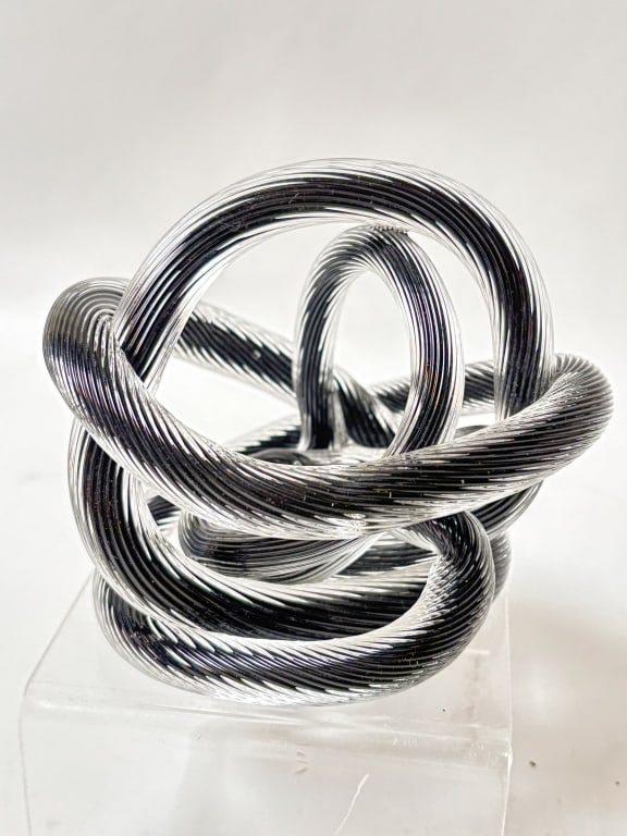 Vintage Murano Italy Black Art Glass Knot: Vintage Murano Italy Black Art Glass Knot, 4.25in by 4.75in