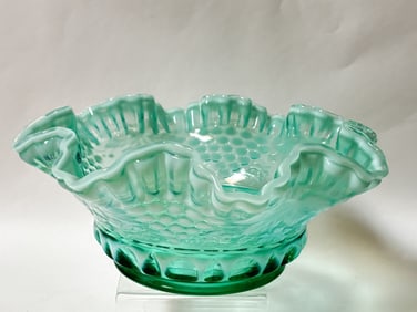 Vintage Fenton Aqua Glass Autumn Acorn Bowl