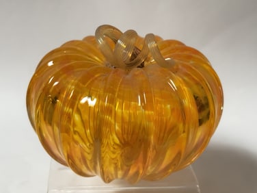Vintage Amber Art Glass Pumpkin