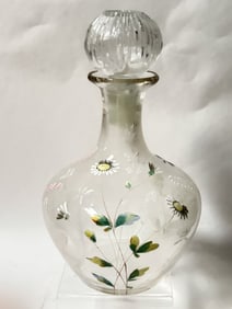 Vintage Fenton Hand Painted Floral Glass Decanter