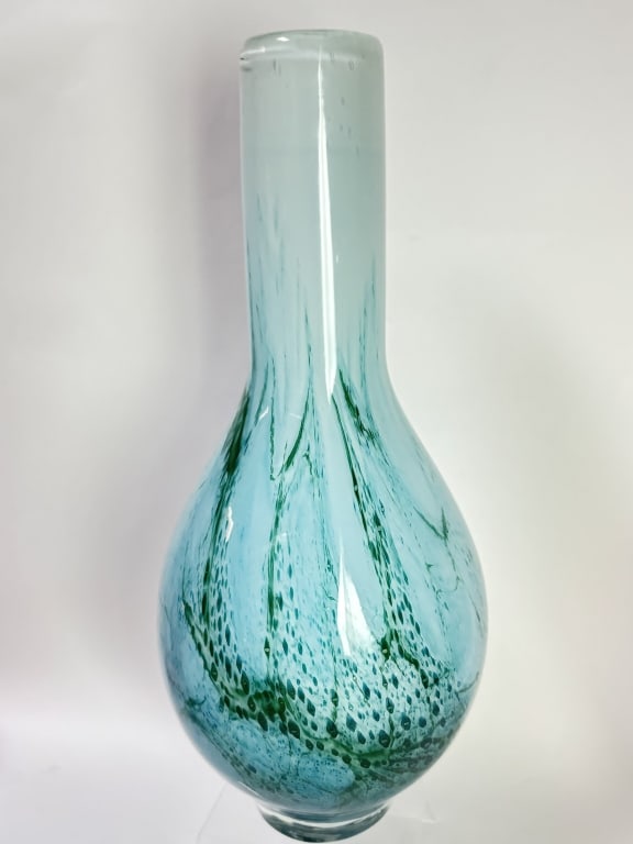 Vintage Murano Style Blue/Green Art Glass Vase (1 of 3)