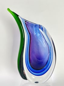Vintage Murano Italy Sommerso Glass Vase