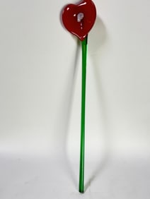 Large Vintage Mikasa Art Glass Red Flower