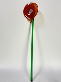 Large Vintage Mikasa Art Glass Orange Flower