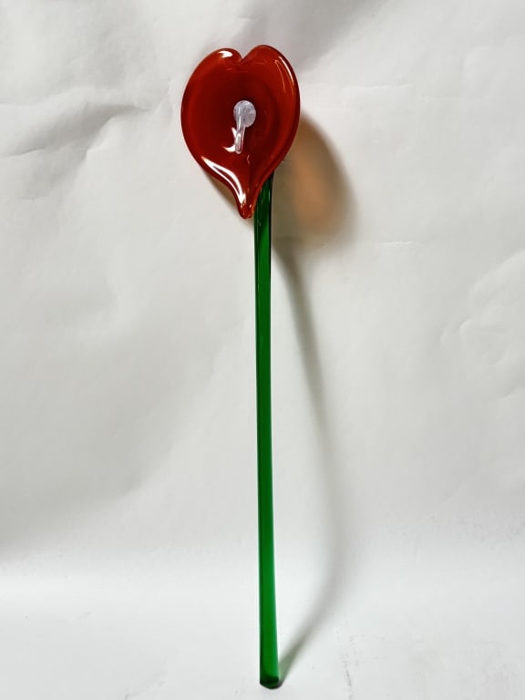 Vintage Mikasa Art Glass Orange Flower: Vintage Mikasa Art Glass Orange Flower, 19.5in