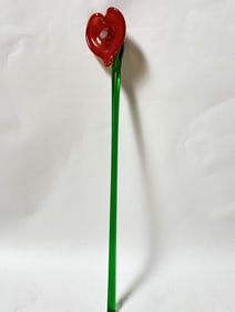 Large Vintage Mikasa Art Glass Orange Flower