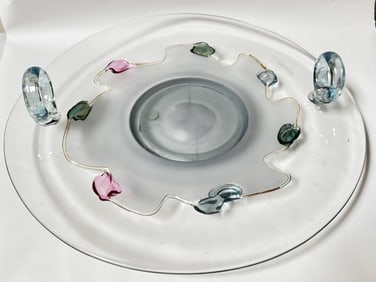 Large Momo Panache Romania Art Glass Tray