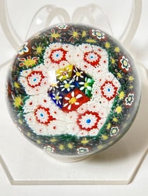 Vintage Murano Italy Millefiori Glass Paperweight