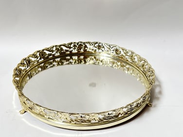 Vintage Metal Mirrored Vanity Tray