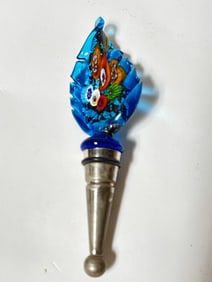 Vintage Murano Italy Millefiori Blue Glass Stopper