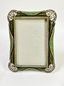 Vintage Rhinestone Enameled Photo Frame