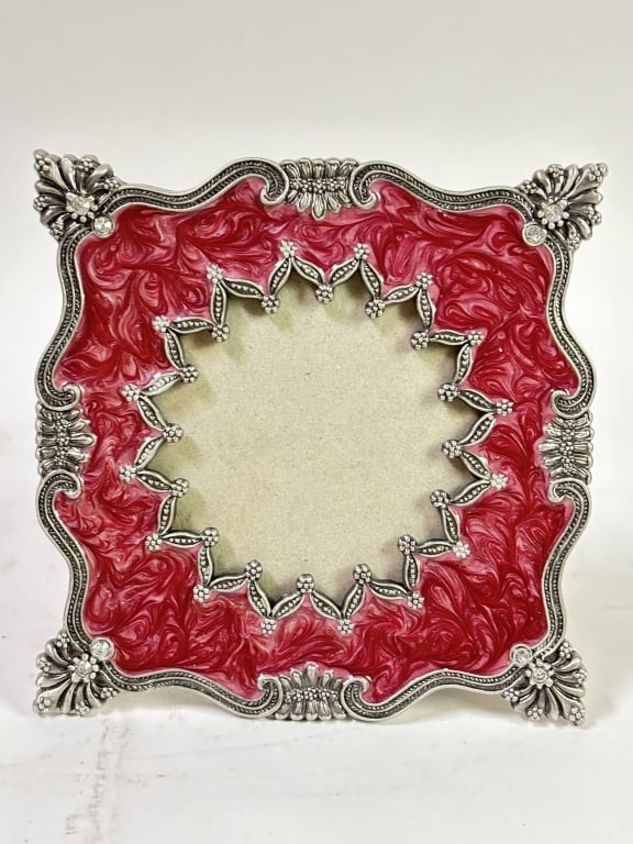 Vintage Enameled Photo Frame: Vintage Enameled Photo Frame, 5.25in