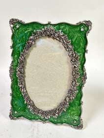 Vintage Green Enameled Photo Frame