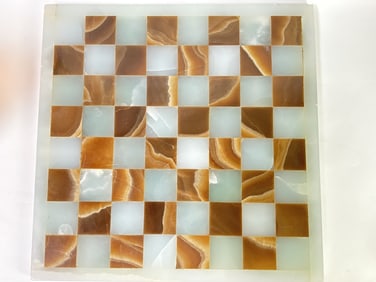 Vintage Hand Carved Marble Chess Board