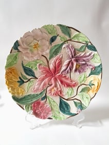 Vintage Italian Porcelain Majolica Floral Plate