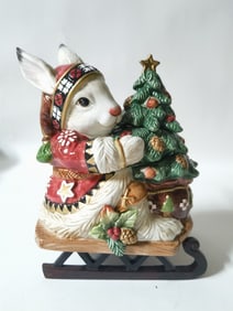 Vintage Fitz & Floyd Classics Porcelain Rabbit Jar