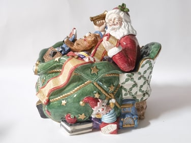 1994 Fitz & Floyd Porcelain Santa's Sleigh Jar