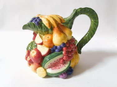 Vintage Fitz & Floyd Porcelain Fruits Water Pitche