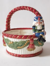 1992 Fitz & Floyd Porcelain Nutcracker Basket