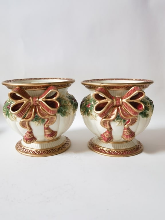 Pr. of Vintage Fitz & Floyd Porcelain Noel Candle (1 of 4)