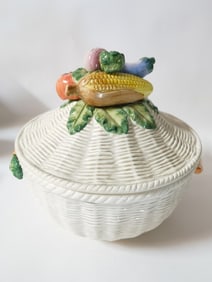 1989 Fitz & Floyd Porcelain Vegetable Basket Soup