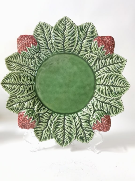 Vintage Macy's Co Portugal Porcelain Strawberry Pl: Vintage Macy's Co Portugal Porcelain Strawberry Plate, 13in