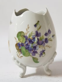 Vintage Limoges France Porcelain Floral Egg Vase
