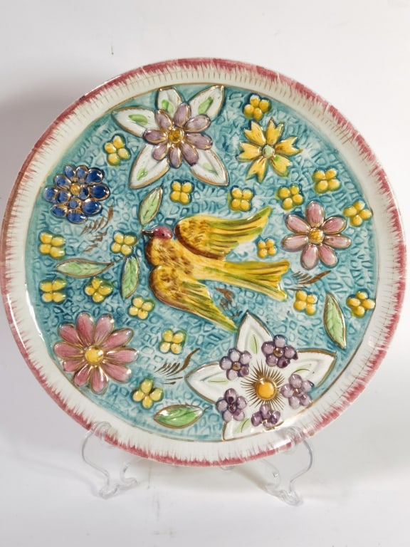 Vintage H. Bequet Porcelain Bird Plate: Vintage H. Bequet Porcelain Bird Plate, 12.5in
