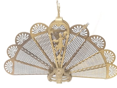 Vintage Art Nouveau Brass Lady Decor Peacock Firep