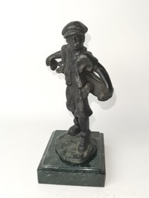 Vintage Bronze Golf Boy Caddy Sculpture