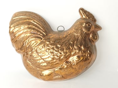 Vintage Copper Chicken Shape Mold