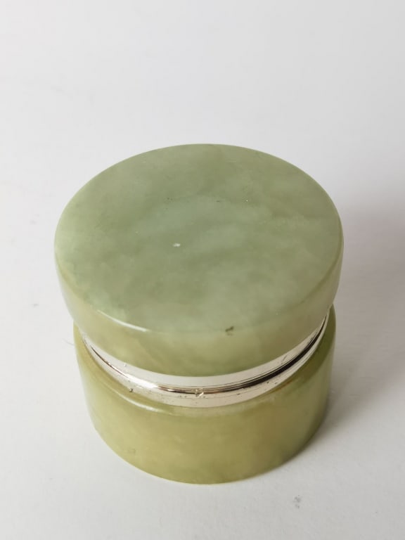 Vintage Italian Green Alabaster Round Jewelry Box (1 of 4)