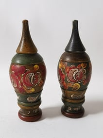 Pr. of Vintage Hand Painted Floral Decors