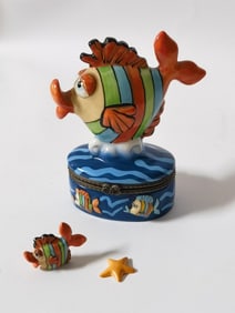 Vintage Fish Porcelain Trinket Box