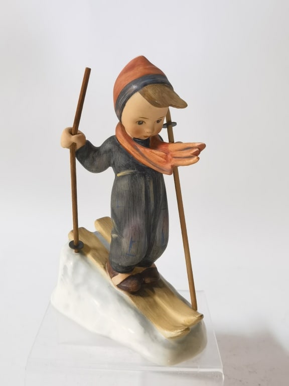 Goebel Hummel Porcelain "Skier" Figurine: Goebel Hummel Porcelain "Skier" Figurine, 6 1/8in