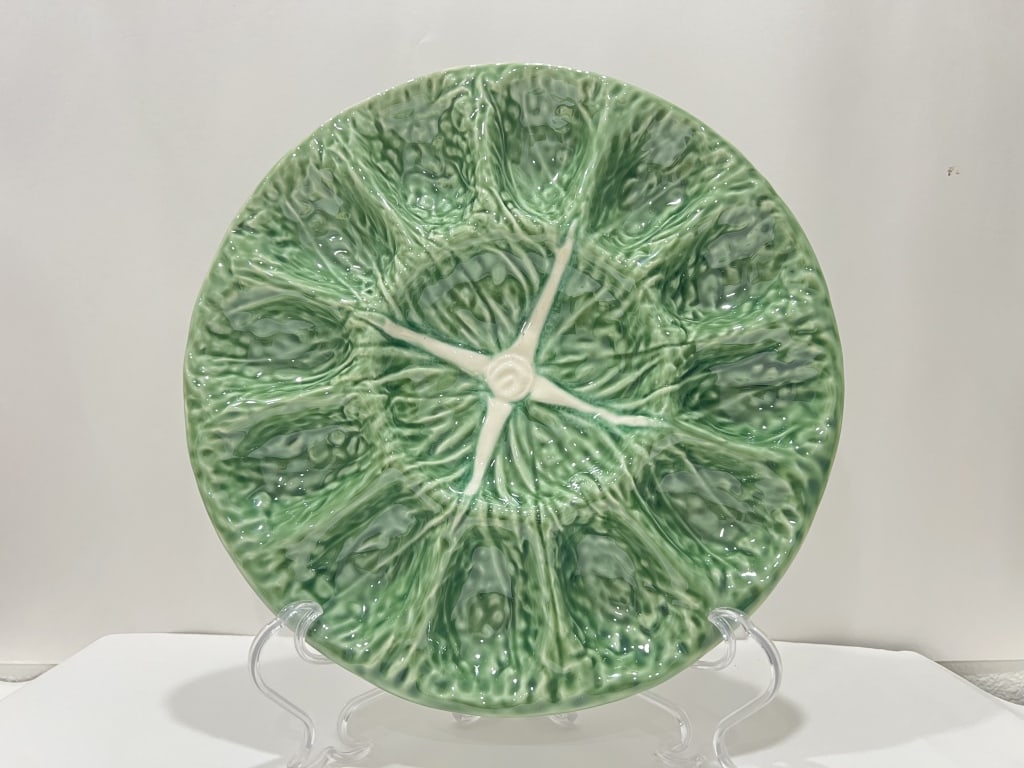Olfaire Portugal Porcelain Cabbage Deviled Egg Pla (1 of 3)