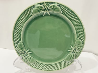 Bordallo Pinheiro Porcelain Green Rabbit Plate