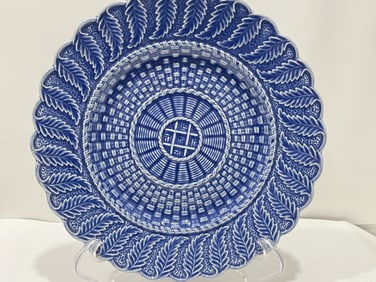 Bordallo Pinheiro Porcelain Blue Weaved Plate