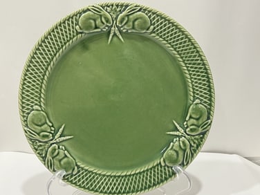Bordallo Pinheiro Porcelain Green Rabbit Plate