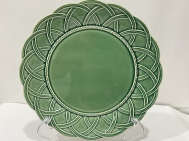 Bordallo Pinheiro Porcelain Green Basket Plate