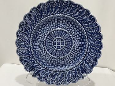 Bordallo Pinheiro Porcelain Blue Weaved Plate